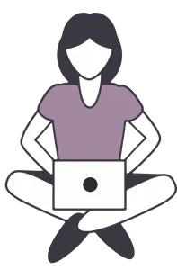 graphic of a woman coding on a computer